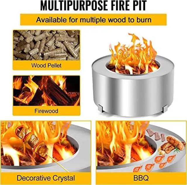 Alt view image 6 of 7 - Smokeless Fire Pit, Stainless Steel Stove Bonfire, Large Diameter Wood Burning Fire Pit, Outdoor Stove Bonfire Fire Pit, Portable Smokeless Fire Bowl for Picnic Camping Backyard,28.5 Inch