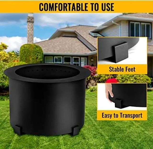 Alt view image 7 of 7 - Smokeless Fire Pit, Carbon Steel Stove Bonfire, Large Diameter Wood Burning Fire Pit, Outdoor Stove Bonfire Fire Pit, Portable Smokeless Fire Bowl for Picnic Camping Backyard,21.5 "