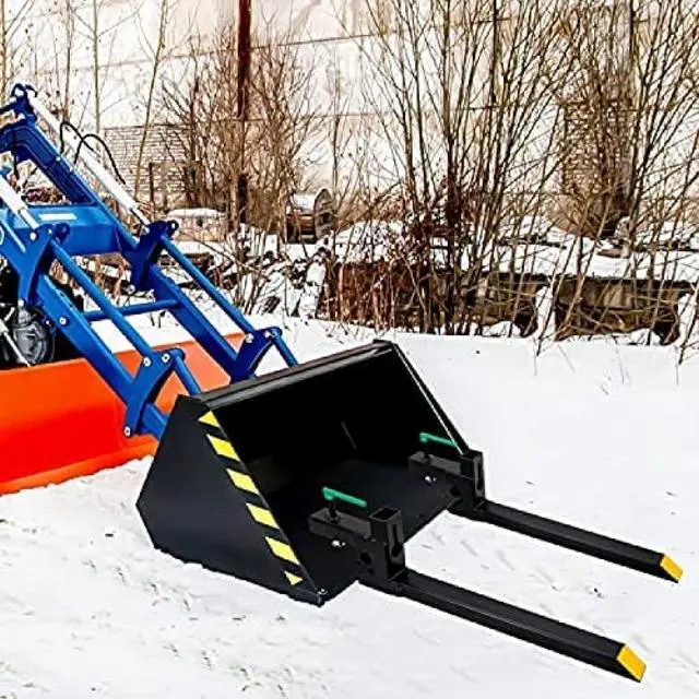Alt view image 5 of 6 - 4000 Lbs Clamp On Pallet Forks 60" Heavy Duty Pallet Forks with Adjustable Stabilizer Bar for Loader Bucket Skid Steer Tractor,60''Without Stabilizer Bar 4000LBS