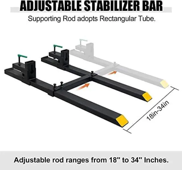 Alt view image 5 of 6 - 4000 Lbs Clamp On Pallet Forks 60" Heavy Duty Pallet Forks with Adjustable Stabilizer Bar for Loader Bucket Skid Steer Tractor,60''with Stabilizer Bar 4000LBS