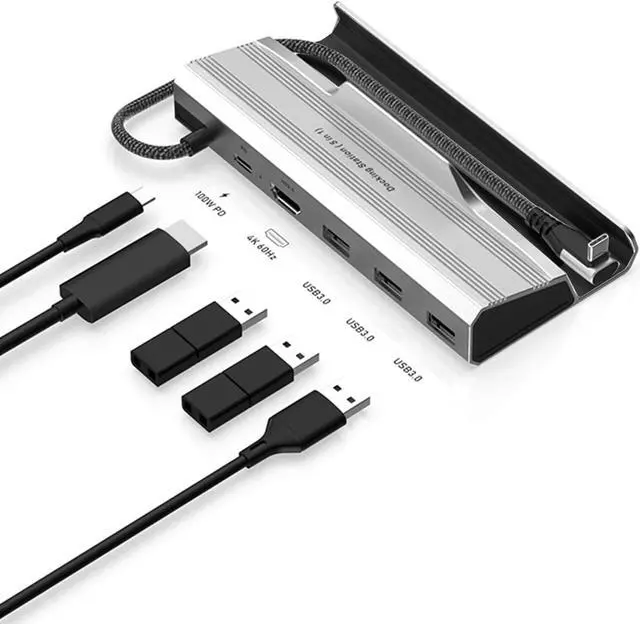 Alt view image 5 of 7 - Dock Stand for Steam Deck, 5 in 1 PD Power Supply with 3 USB3.0, 4K at 60Hz HD Multimedia Interface, 100WOutput, Gigabit Ethernet, Compatible with ROG Ally (V258A)