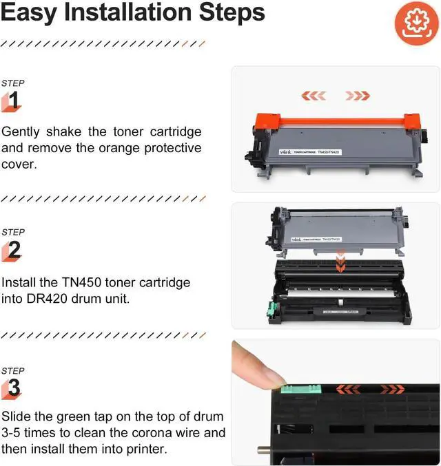 Alt view image 5 of 6 - v4ink Compatible TN450 Toner Cartridge and DR420 Drum Replacement for Brother TN450 TN420 DR420 Toner Drum Set for Brother HL-2270dw HL-2280dw HL-2230 HL-2240d MFC-7240 MFC-7360n MFC-7860dw Printer