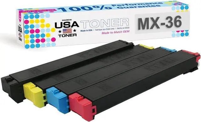Main image of MADE IN USA TONER Cartridge Replacement for Sharp MX36NT, MX-2610N MX-2615N MX-3110N MX-3115N MX-3610N (Black, Cyan, Magenta, Yellow, 4 Pack)