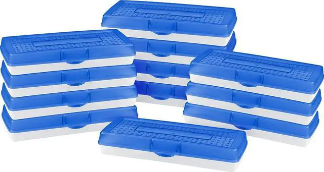 Main image of Storex Stretch Pencil Box, 5.6 x 13.4 x 2.52 Inches, Blue, Case of 12 (61467U12C)