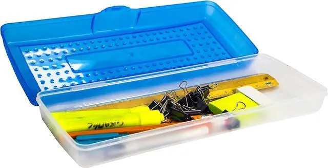 Alt view image 2 of 4 - Storex Stretch Pencil Box, 5.6 x 13.4 x 2.52 Inches, Blue, Case of 12 (61467U12C)