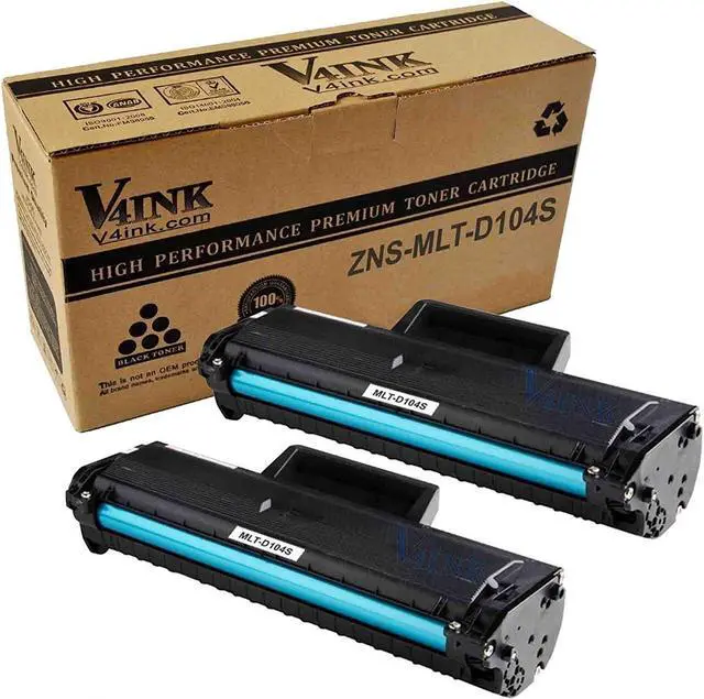 Main image of V4INK ® MLT-D104S (MLTD104S) Compatible Remanufactured Toner Cartridge for Samsung ML-1660 ML-1665 ML-1865 ML-1865W SCX-3200 Black(2 Pack)