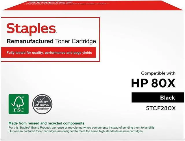 Main image of STAPLES Remanufactured Toner Cartridge Replacement for HP 80X (Black)