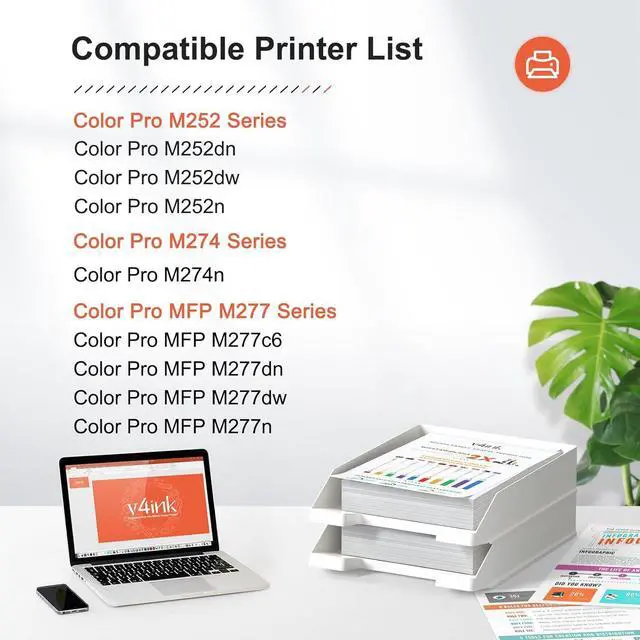 Alt view image 5 of 6 - v4ink 201X Remanufactured Toner Cartridge Replacement for HP 201X CF400X 201A CF400A High Yield Black Toner for use in HP Color Pro M252dw M252n MFP M277dw M277n M274N Printer, 2 Pack