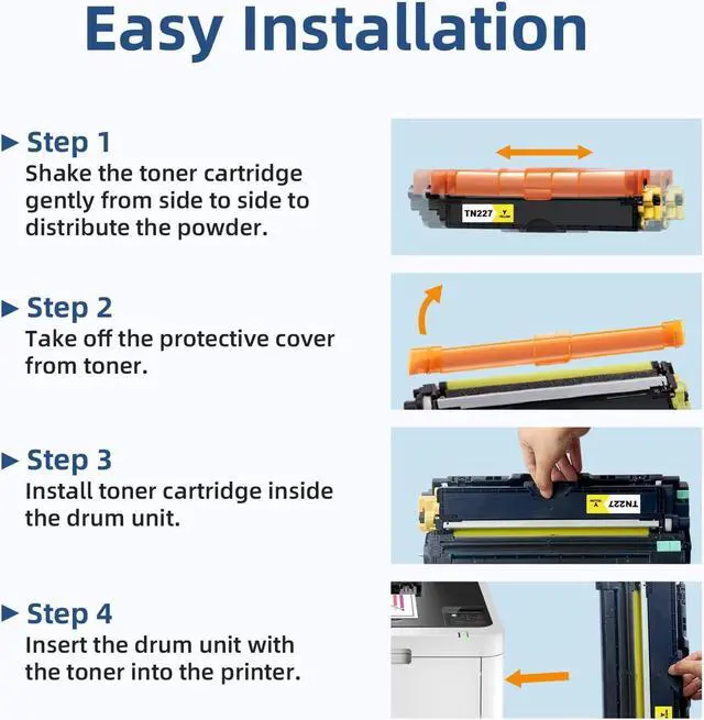 Alt view image 6 of 6 - (with Chip) TN227 Toner Cartridge Compatible Replacement for Brother TN223 TN 227 TN-223 TN-227 Work with MFC-L3770CDW HL-L3270CDW HL-L3290CDW MFC-L3710CW HL-L3210CW (TN-227BK/C/M/Y, 4 Combo Pack)