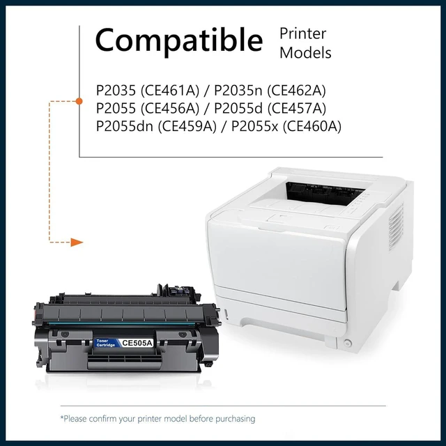 Alt view image 2 of 7 - 05A Toner Cartridge CE505D High Yield Replacement for HP 05A P2035 2035n 2055 2055d 2055dn 2055x Printer, Black 2 Pack