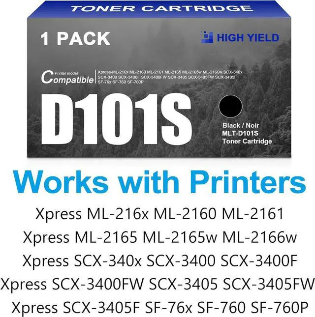 Alt view image 2 of 6 - MLT-D101S SU700A High Yield D101S Toner Cartridge Black 1,700 Pages Replacement for Samsung MLTD101S 101S Xpress ML-216x ML-2160 ML-2161 SCX-340x SCX-3400 SCX-3400F SCX-3405F SF-76x Printer Ink 1-Pack