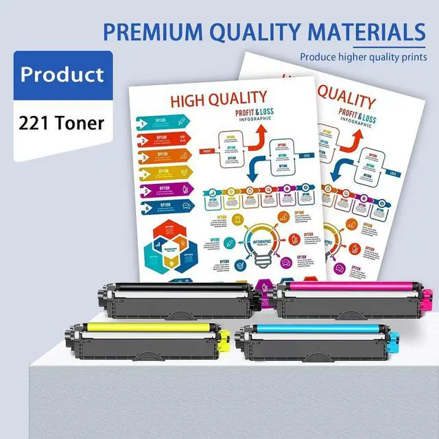 Alt view image 4 of 6 - TN-221Y TN-221MTN-221C TN-221BK 4-Color Toner Cartridge Set High Yield Replacement for Brother TN 221 TN-225 TN225 MFC-9130CW HL-3170CDW HL-3140CW HL-3180CDW MFC-9330CDW Printer TN221 1BK/1C/1M/1Y