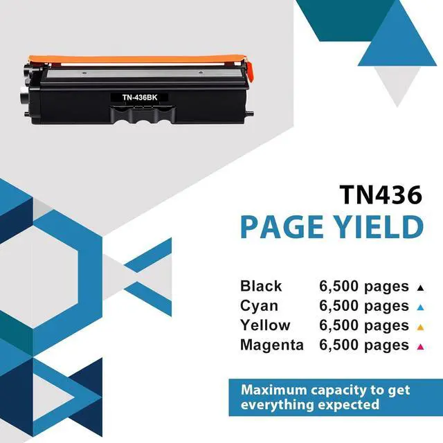 Alt view image 3 of 6 - Ennovor TN436 TN-436 Toner 4-Pack Compatible Replacement for TN436BK TN436C TN436M TN436Y HL-L8360 HL-L8360 HL-L9310 MFC-L8900 MFC-L9570 Printer