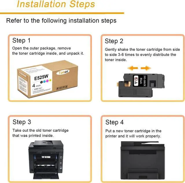 Alt view image 5 of 6 - Ennovor E525W Black Toner Cartridges Replacement for Dell 593-BBJX E525 E525W Printer Ink, 2 Pack