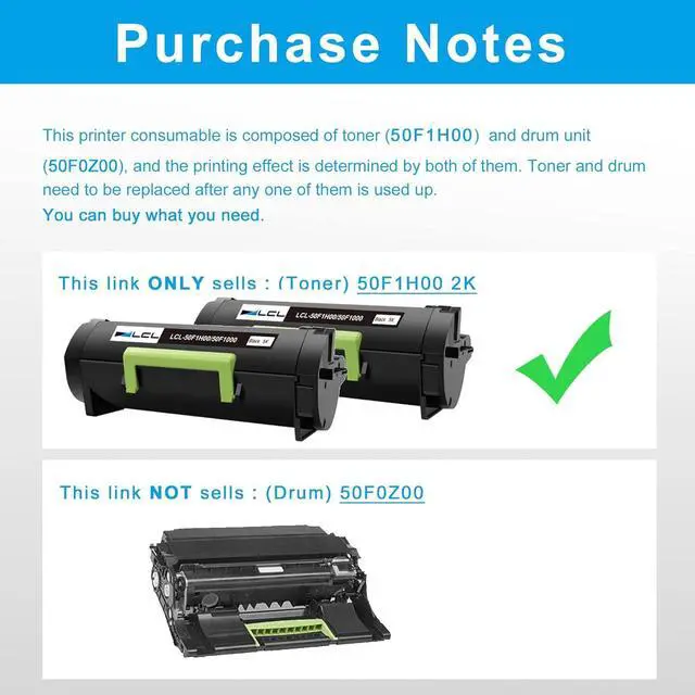 Alt view image 3 of 7 - LCL Remanufactured 50F1H00 501H Toner Cartridge Replacement for Lexmark 501H 50F1000 for MS310 MS310dn MS312 MS312DN MS315 MS315dn MS410 MS410d MS410dn MS415 MS415DN MS510 MS610 (2 Black,5,000 Pages)