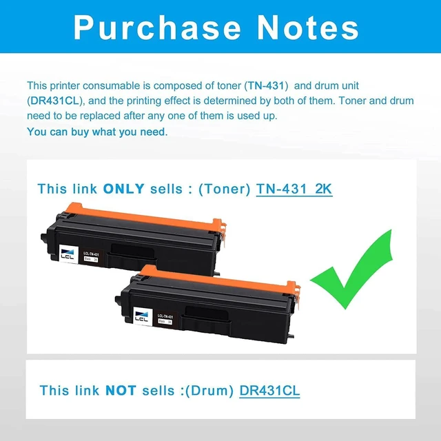 Alt view image 2 of 6 - LCL Compatible for Brother TN-431 TN431 TN-431BK TN431BK (2-Pack, Black) Toner Cartridge for Brother DCP-L8410CDW MFC-L8690CDW MFC-L8610CDW MFC-L8900CDW HL-L8360CDW HL-L8260CDW HL-L8360CDWT MFC-L9570