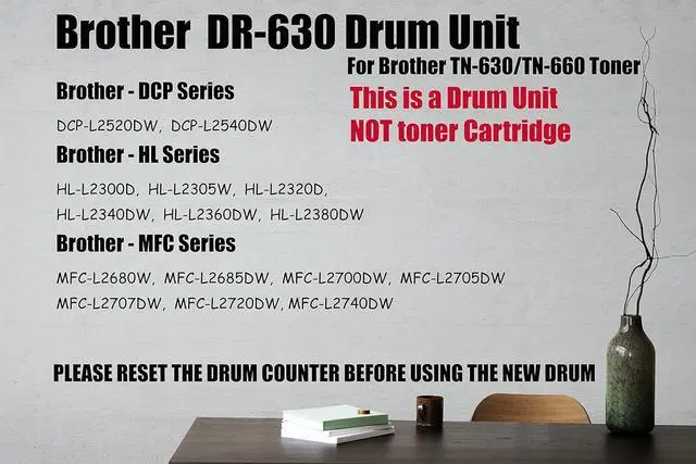 Alt view image 2 of 7 - Ultra Toner® Compatible Replacement for DR-630 DR 630 Drum Unit use with Brother TN660 (This is Drum, NOT Toner) MFC-L2700DW MFC-L2720DW MFC-L2740DW HL-L2300D L2305W L2320D L2340DW L2360DW L2380DW DC