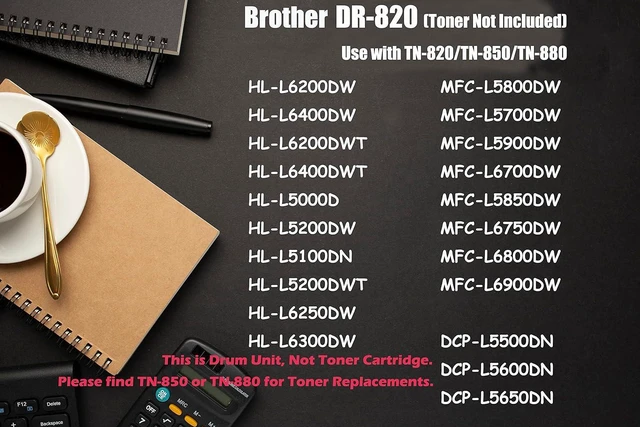 Alt view image 2 of 7 - 2PK Ultra Toner® Compatible Replacement for Brother DR-820 Drum Unit dr820 Brother TN850 TN820 TN880 HL-L6200DW HL-L6300DW MFC-L5700DW MFC-L5850DW HL-L5200DW MFC-L5900DW MFC-L6700DW MFC-L6800DW MFC-L