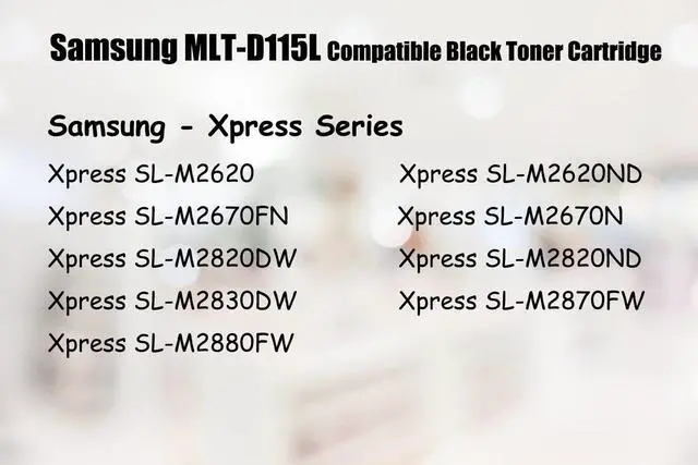 Alt view image 2 of 7 - 1 Pack Ultra Toner® Compatible Replacement for Samsung MLT-D115L mlt-d115 MLTD115L D115L Black Toner Cartridge for Samsung Xpress SL-M2620 SL-M2620ND SL-M2670FN SL-M2670N SL-M2820DW SL-M2820ND SL-M28