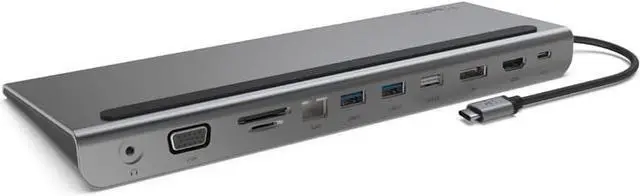 Alt view image 2 of 7 - Belkin USB C Hub, 11-in-1 Multi-Port Laptop Dock with 4K HDMI, DP, VGA, USB C Docking Station with 100W Power Delivery, USB A, Gigabit Ethernet, SD, MicroSD, 3.5mm Port for MacBook Pro, Air and More