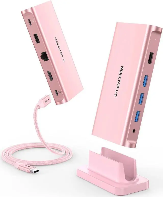 Main image of LENTION USB C Docking Station with 100W PD, 4K HDMI, Gigabit Ethernet, USB 3.0/2.0, Aux Adapter for 2023-2016 MacBook Pro/Mac Air/Surface/Steam Deck, More, Stable Driver Certified (CB-D53, Rose Gold)