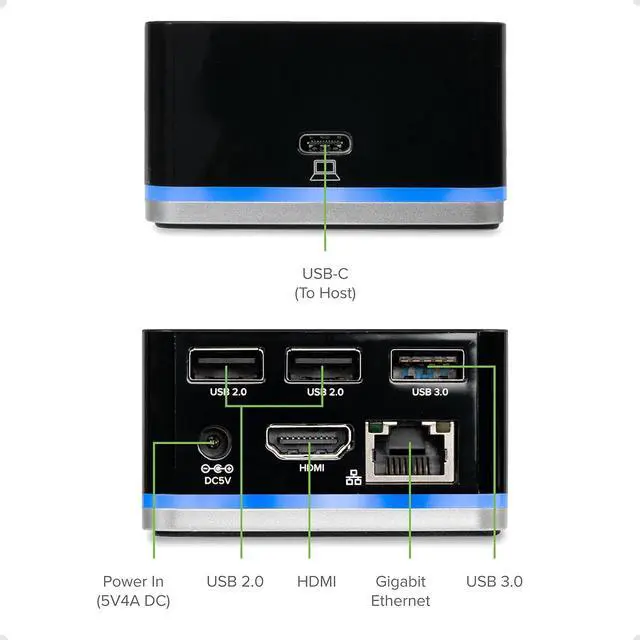 Alt view image 2 of 7 - Plugable USB C Docking Station (HDMI, Ethernet, 3X USB Ports, No Driver Required)