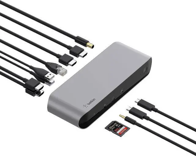 Main image of Belkin Thunderbolt 4 Docking Station, USB-C Hub Docking Station for MacBook & Window w/ 90W Power Delivery, Single 8K or Dual 4K Display, Thunderbolt 4 Cable Included, HDMI, Ethernet, SD & Audio Ports