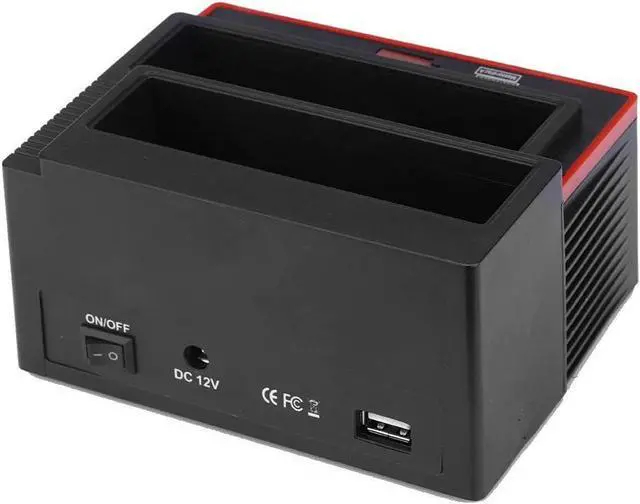 Alt view image 5 of 7 - Hard Disk Dock HDD Docking Black and Red Dual Bay 2.5 3.5 Sata IDE HDD Enclosure Docking Dock Station Usb2.0 Hub Card Reader Us Plug