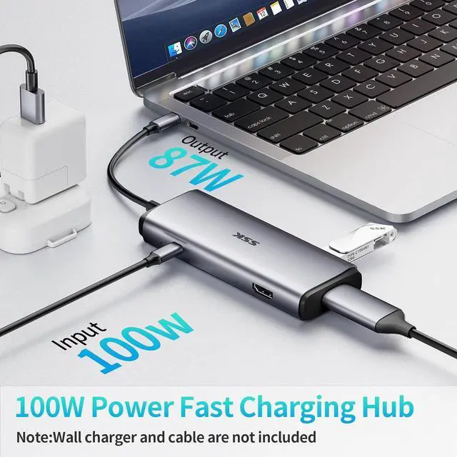 Alt view image 3 of 7 - SSK USB C Docking Station Dual Monitors, 6 in 1 USB C Hub Multiport Adapter to Dual 4K HDMI, 3 USB Ports, PD Charging Universal Laptop Docking Station Compatible for Dell/HP/Lenovo/Surface (Sliver)