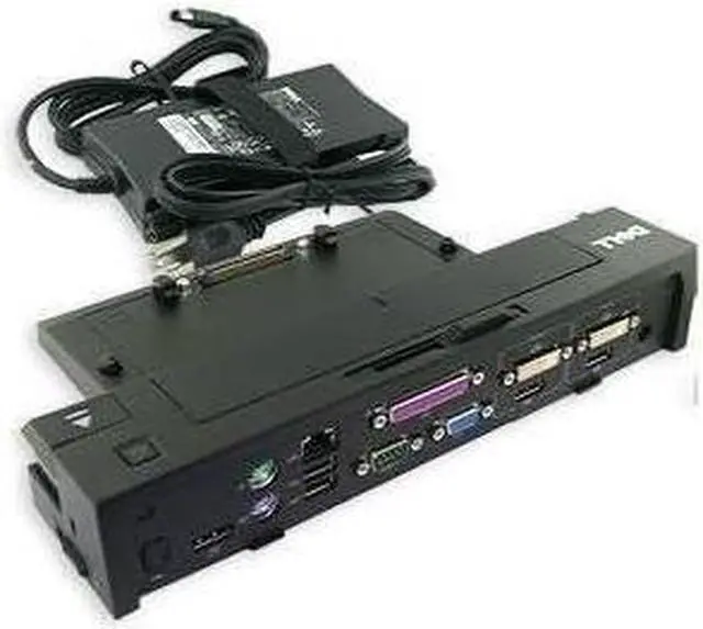 Main image of DELL E-Port Plus Advanced Replicator Docking Station USB 2.0 with Genuine DELL 130W AC Adapter PR02X CY640, VM8F7, HJVX1 K09A for Latitude E-Series Laptops