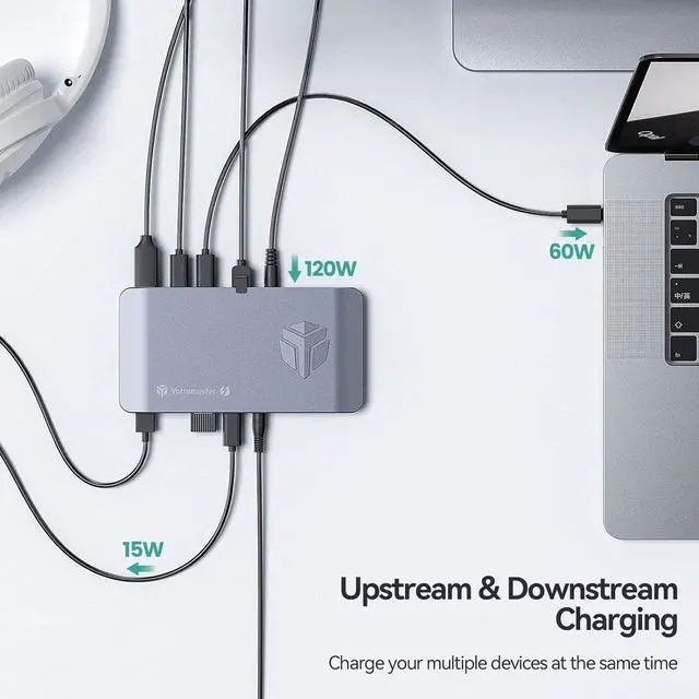 Alt view image 5 of 7 - Thunderbolt 3 Dock with Dual M.2 Enclosures & Fan, Yottamaster 10-in-1 40Gbps USB C Laptop Docking Station with PD60W Charging, Dual 4K@60Hz, Ethernet, Compatible with Mac & Windows-MS5