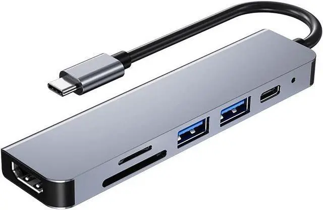 Main image of navor USB C Hub 6 in 1 with 4K HDMI Resolution, 87W PD, 1 USB 3.0 & 1 USB 2.0, TF/SD Reader, Compatible with All Type-C Channel Computers, Thunderbolt 3/4, Samsung S8, S9, S10, Huawei10, mate10pro