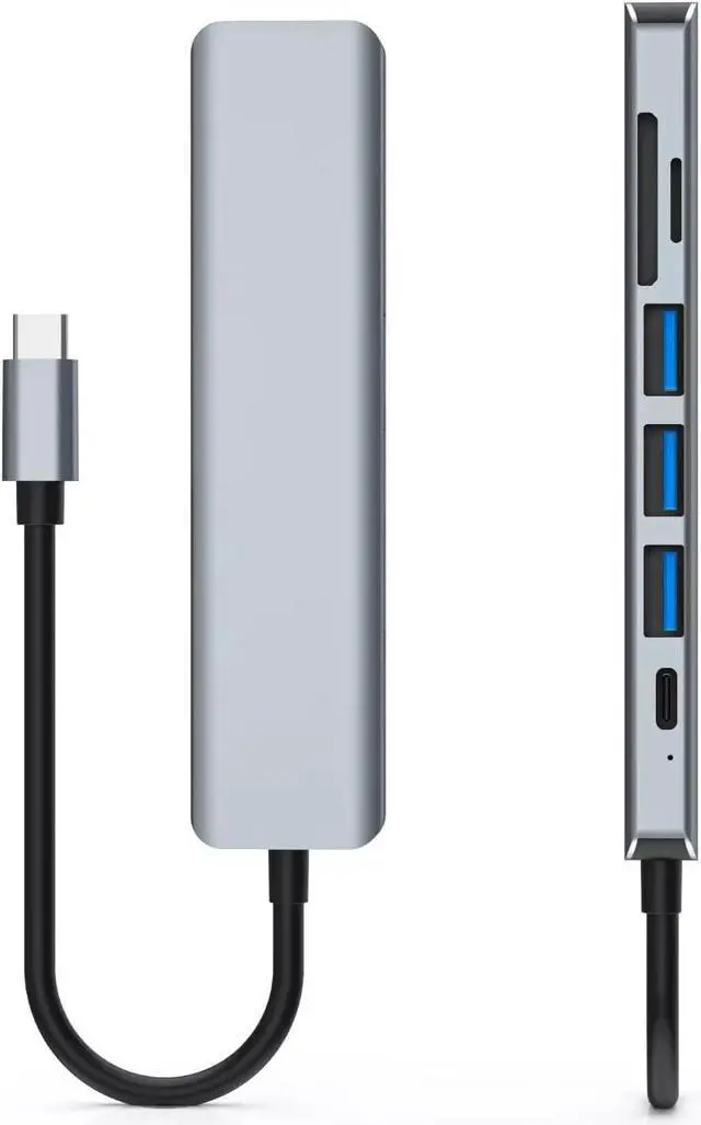 Alt view image 6 of 7 - navor 7-in-1 USB C Hub, USB Type-C Adapter with 4K HDMI, 3 USB 3.0 Ports, 100W PD, SD/TF Slot, Compatible for MacBook Pro(2017-20)/ Air(2018-20), Thunderbolt 3/4 and More Type-C Devices