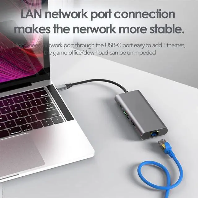 Alt view image 4 of 7 - navor 8-in-1 USB C Hub with HDMI 4K@60Hz, 2 USB 3.0 Ports, 1 USB 2.0 Port, PD 20V 3A, TF/SD Card Slot, RJ45 LAN Port, Compatible for iMac/MacBook (Above 2016), Thunderbolt 3/4, Samsung and More