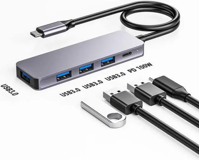 Alt view image 2 of 4 - navor 5-in-1 USB C Hub, USB Type-C Adapter with 4 x USB 3.0 Ports, 100W Power Delivery, Compatible with MacBook Pro/Air, Thunderbolt 3/4, Samsung S22, Surface Pro 7 and More Type-C Devices