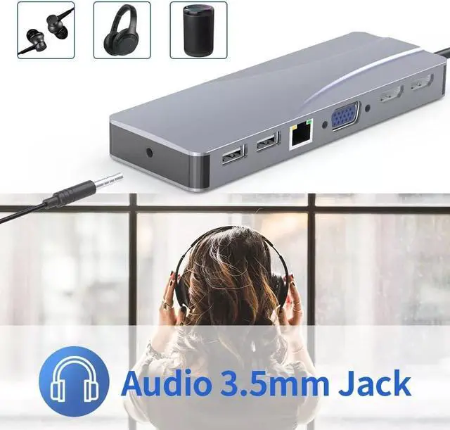 Alt view image 7 of 7 - navor 14-in-1 USB C Hub with 2 HDMI, VGA, 5 USB Ports, PD, TF/SD Card Slot, RJ45 LAN Port, 3.5mm Audio Port, 1 USB Type-C Data Port Compatible with iMac, Thunderbolt 3/4, Huawei, Samsung and More