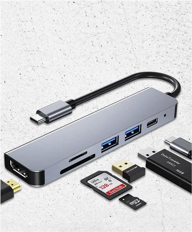 Alt view image 6 of 7 - navor USB C Hub 6 in 1 with 4K HDMI Resolution, 87W PD, 1 USB 3.0 & 1 USB 2.0, TF/SD Reader, Compatible with All Type-C Channel Computers, Thunderbolt 3/4, Samsung S8, S9, S10, Huawei10, mate10pro