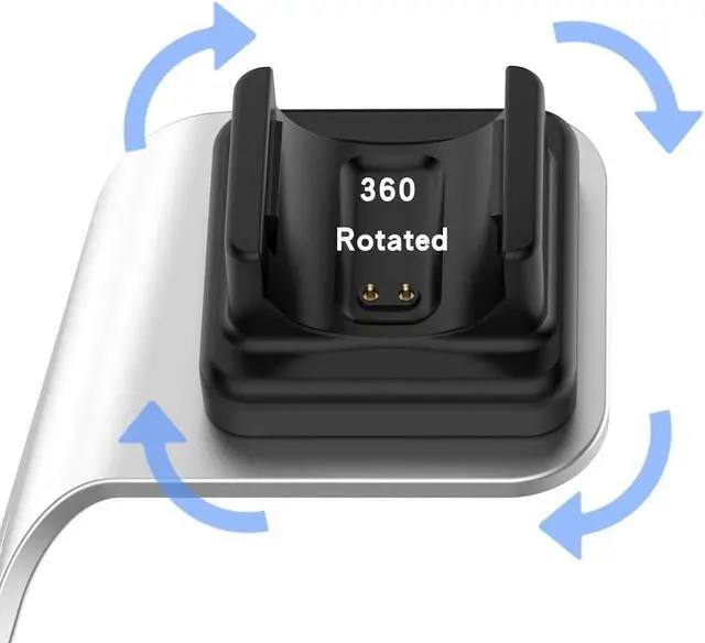 Alt view image 4 of 7 - navor Compatible with Fitbit Charge 4/Charge 4 SE/Charge 3/Charge 3 SE Dock Stand, Portable Replacement Docking Station with 4.9FT USB Cable (Silver)