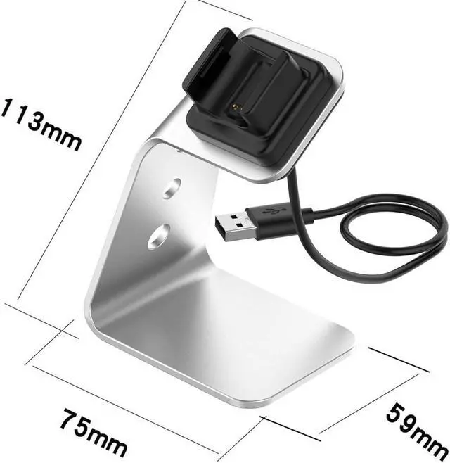 Alt view image 7 of 7 - navor Compatible with Fitbit Charge 4/Charge 4 SE/Charge 3/Charge 3 SE Dock Stand, Portable Replacement Docking Station with 4.9FT USB Cable (Silver)
