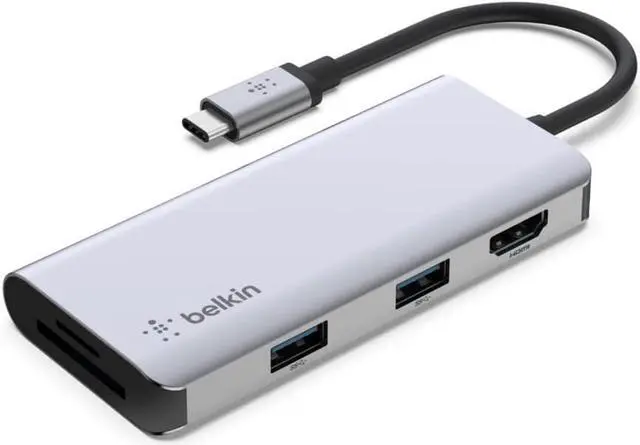 Main image of Belkin AVC007btSGY 5 in 1 USB-C Hub, 4K HDMI, 2 x USB3.0, SD/microSD Compatible with iPad/iPad Pro/iPad Mini/iPad Air/MacBook/MacBook Air/Android Tablets and More