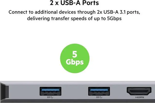 Alt view image 3 of 7 - Belkin AVC007btSGY 5 in 1 USB-C Hub, 4K HDMI, 2 x USB3.0, SD/microSD Compatible with iPad/iPad Pro/iPad Mini/iPad Air/MacBook/MacBook Air/Android Tablets and More