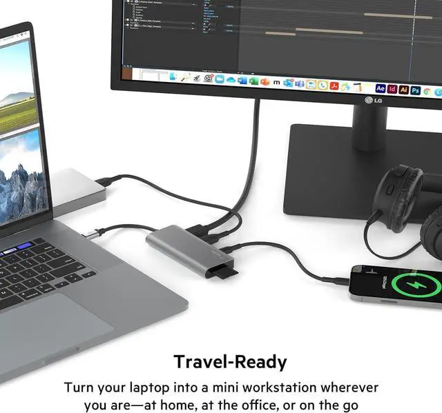 Alt view image 6 of 7 - Belkin USB-C Hub, 5-in-1 MultiPort Docking Station - USB-C Docking Station for MacBook & Windows w/ 4K HDMI 1.4, 2X USB-A 3.1, SD 3.0, & Micro SD 3.0, & 5Gbps Data Transfer for Home, Office, & Travel