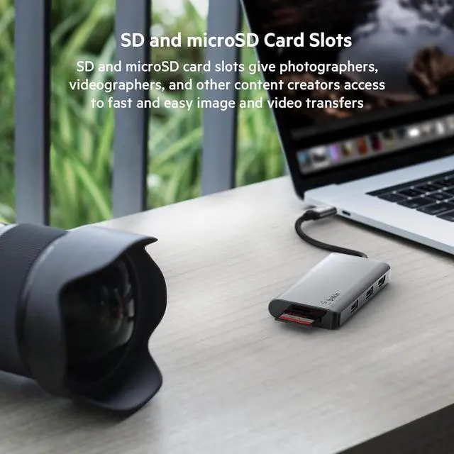 Alt view image 5 of 7 - Belkin USB-C Hub, 5-in-1 MultiPort Docking Station - USB-C Docking Station for MacBook & Windows w/ 4K HDMI 1.4, 2X USB-A 3.1, SD 3.0, & Micro SD 3.0, & 5Gbps Data Transfer for Home, Office, & Travel