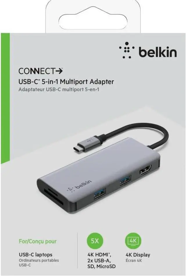 Alt view image 7 of 7 - Belkin AVC007btSGY 5 in 1 USB-C Hub, 4K HDMI, 2 x USB3.0, SD/microSD Compatible with iPad/iPad Pro/iPad Mini/iPad Air/MacBook/MacBook Air/Android Tablets and More