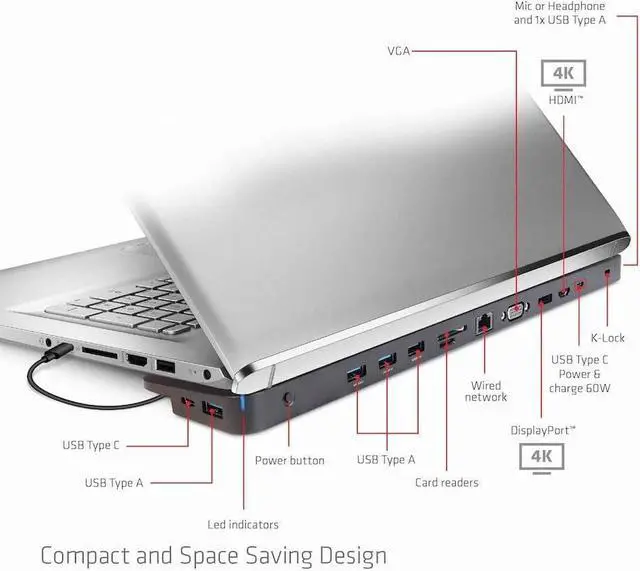 Alt view image 4 of 7 - Club 3D CSV-1565 USB Gen1 Type-C Triple Display DP1.4 Alt Mode Smart PD3.0 Charging Dock with 100 Watt Power Supply