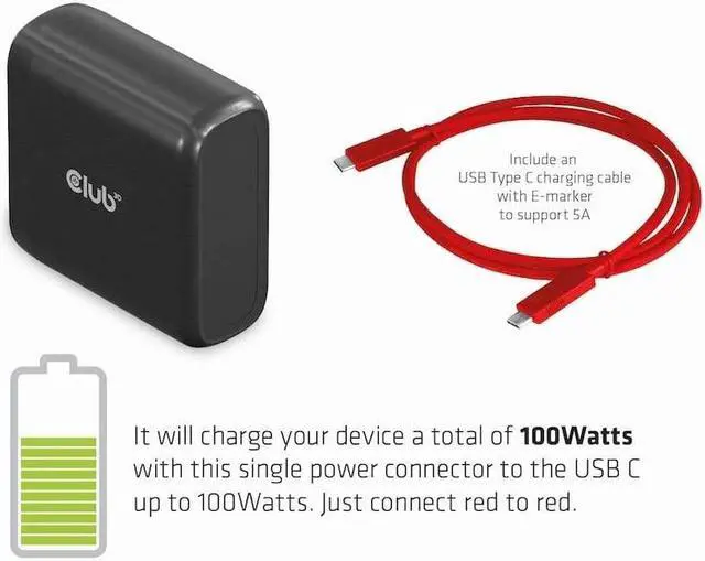 Alt view image 6 of 7 - Club 3D CSV-1565 USB Gen1 Type-C Triple Display DP1.4 Alt Mode Smart PD3.0 Charging Dock with 100 Watt Power Supply