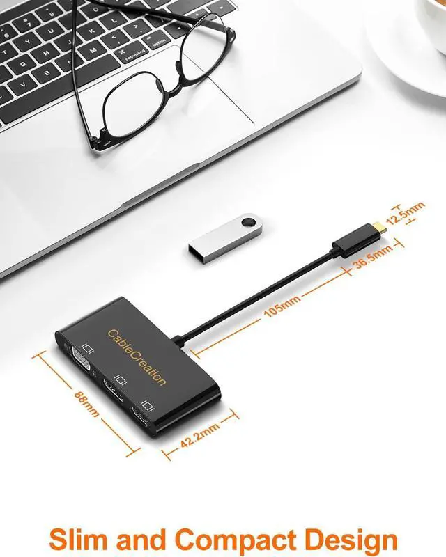 Alt view image 5 of 6 - USB C to 3 Monitors, CableCreation USB C to HDMI VGA DisplayPort Adapter Work at Same Time, Compatible with MacBook Pro 2020/2019, Chromebook, Galaxy S23 Ultra/ S22, G5