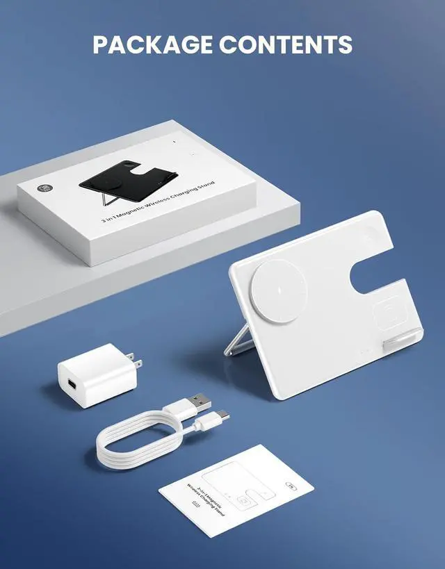 Alt view image 6 of 6 - Wireless Charger Station for Apple: MGG 3 in 1 Magnetic Charging Stand Foldable for iPhone 15 14 13 12 Pro Max Plus - Apple Watch 9 8 7 6 5 4 SE - AirPods Pro 2/3