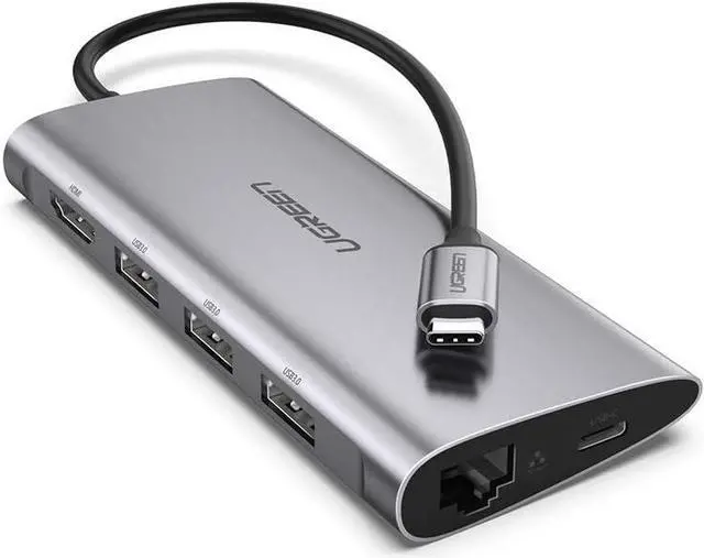 Main image of UGREEN USB C Hub 8 in 1 Type C Dock Station Multiport Adapter to 4K HDMI, Gigabit Ethernet, SD TF Card Reader, 3 USB 3.0 Ports, PD Charging for MacBook Pro, Galaxy Note 10 S10 S9 Plus, Dell XPS 13 15
