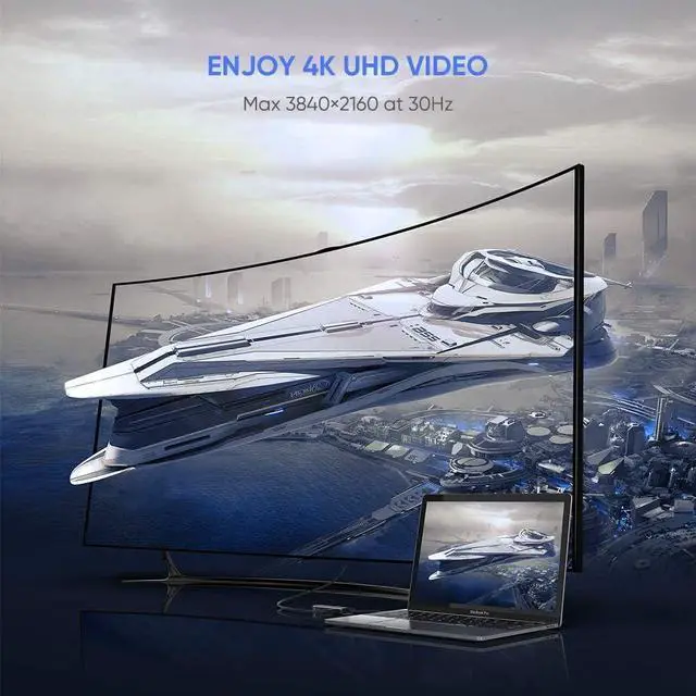 Alt view image 3 of 7 - UGREEN USB C Hub 8 in 1 Type C Dock Station Multiport Adapter to 4K HDMI, Gigabit Ethernet, SD TF Card Reader, 3 USB 3.0 Ports, PD Charging for MacBook Pro, Galaxy Note 10 S10 S9 Plus, Dell XPS 13 15